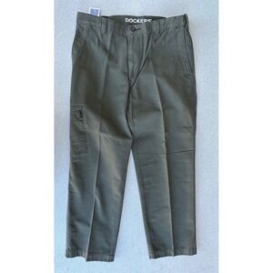 Dockers D3 Classic Fit Cargo Pants Mens 34x29 Olive Green Cotton Canvas Utility